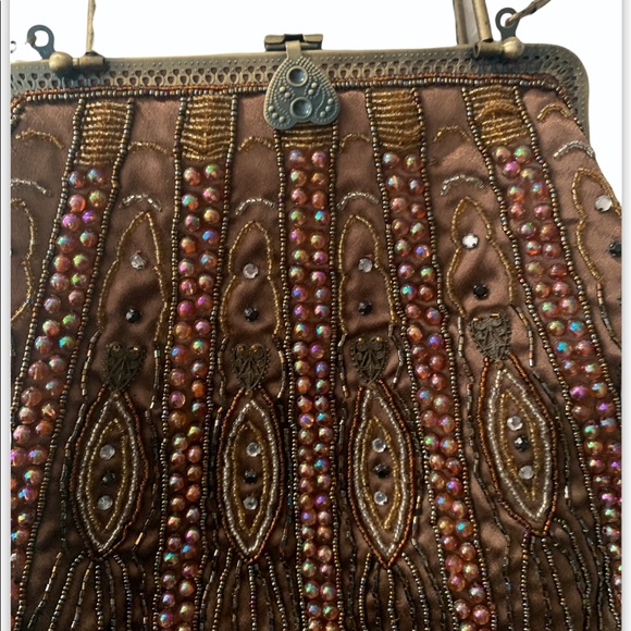 Vintage Beaded Brown Handbag - Picture 2 of 9